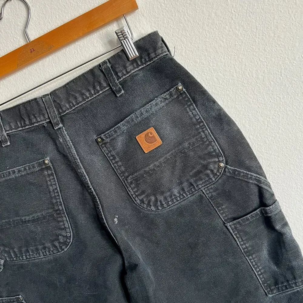 Carhartt faded black double knee work wear carpenter shorts